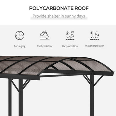 Outsunny 5 x 3(m) Garden Aluminium Pergola Gazebo Carport w/ Polycarbonate Roof