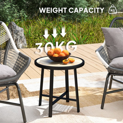 Outsunny Poggiapiedi Da Giardino In Rattan PE 50x50x35 Cm: Cuscino Imbottito E Struttura In Acciaio, Nero