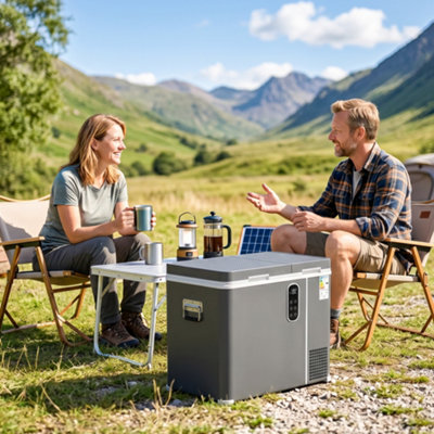 Outsunny 55L Compressor Car Fridge, Dual Zone Camping Refrigerator
