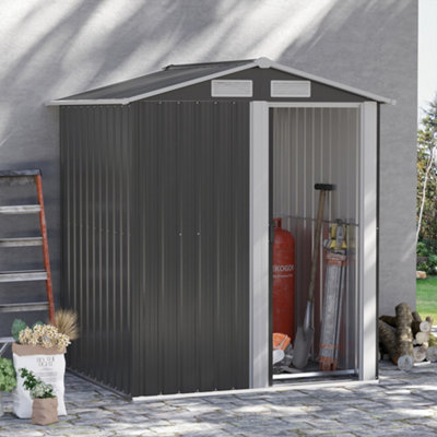 Outsunny 5ft x 4.3ft Outdoor Storage Shed with Sliding Door Sloped Roof