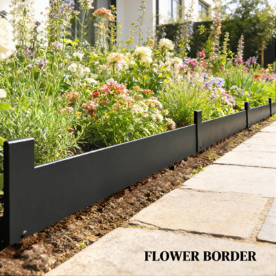Outsunny 5pcs Garden Fence, No Dig Metal Outdoor Picket Fence