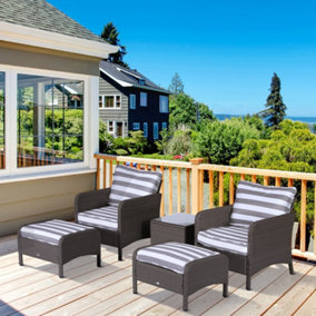 Outsunny 5pcs Outdoor Patio Furniture Set Wicker Conversation Deep Grey