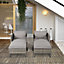 Outsunny 5pcs Patio Rattan Chaise Lounge Double Sofa Bed with Coffee Table
