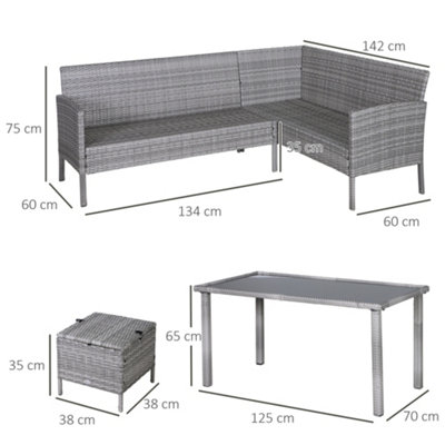 Outsunny 5Pcs Rattan Dining Corner Sofa Set, Garden