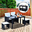 Outsunny 5PCs Rattan Garden Furniture Wicker Weave Sofa Set Table Chair Footrest Black
