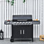 Outsunny 6+1 Burner Gas BBQ Grill Garden Barbecue withWheels, Cabinet