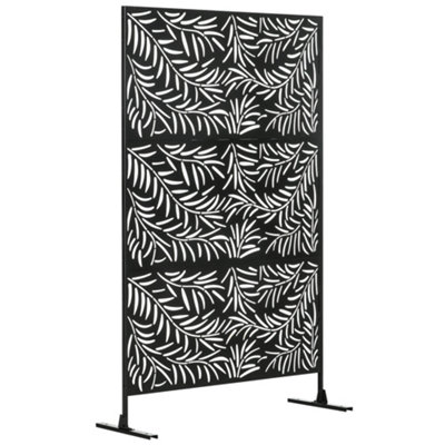 Outsunny 6.5FT Metal Outdoor Privacy Screen Panel with Stand and Ground Stakes