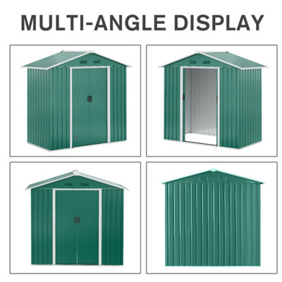 Outsunny 6.5x3.5ft Metal Garden Shed for Garden and Outdoor Storage, Green