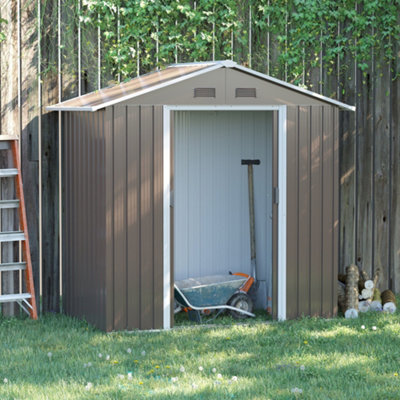 Outsunny 6.5x3.5ft Metal Garden Shed for Garden and Outdoor Storage ...