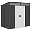 Outsunny 6.5x4FT Garden Shed w/ Foundation Lockable Metal Tool Shed Grey