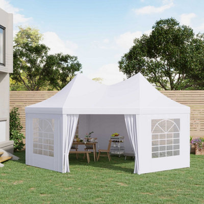 Outsunny 6.8 x 5m Garden Octagonal Gazebo Party Wedding Tent Heavy Duty ...