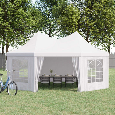 Outsunny 6.8 x 5m Garden Octagonal Gazebo Party Wedding Tent Heavy Duty ...