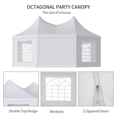 Outsunny 6.8 x 5m Garden Octagonal Gazebo Party Wedding Tent Heavy Duty ...