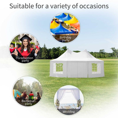 Outsunny 6.8 x 5m Garden Octagonal Gazebo Party Wedding Tent Heavy Duty Marquee