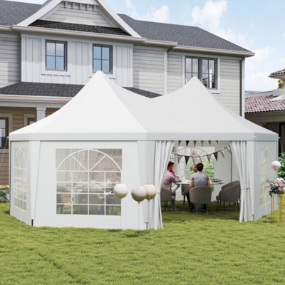 Outsunny 6.8 x 5m Garden Octagonal Gazebo Party Wedding Tent Heavy Duty ...
