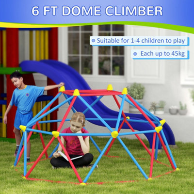 Outsunny 6 FT Dome Climber, Jungle Gym w/ Rust and UV Resistant Steel Frame