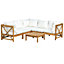 Outsunny 6 PCS Elegant Wood Frame Outdoor Patio Dining Set Cushions Coffee Table