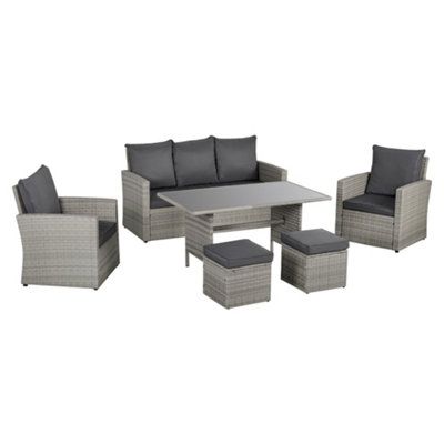 Outsunny 6 PCS Outdoor Rattan Sofa Furniture Sets with Dining Table