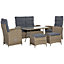 Outsunny 6 PCS Patio Conversation Chaise Lounge Chair Furniture Set