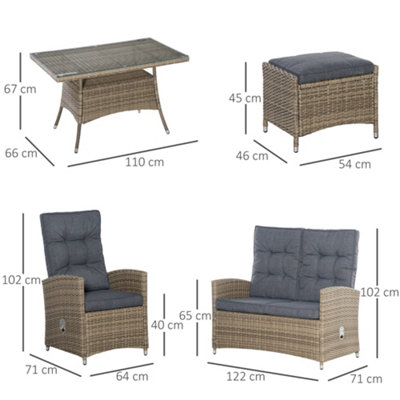 Outsunny 6 PCS Patio Conversation Chaise Lounge Chair Furniture Set