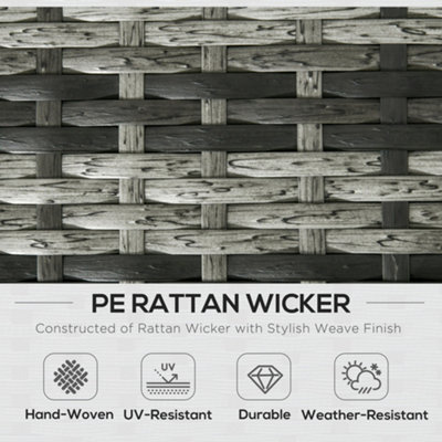 Outsunny 6 PCS Patio Rattan Sofa Set Conversation Furniture with Storage Grey