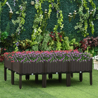 Outsunny 6-piece Lightweight Raised Flower Bed with Drainage Holes ...