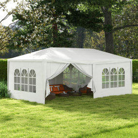 Outsunny 6 x 3(m) Outdoor Gazebo Canopy Party Tent with 6 Removable Side Walls
