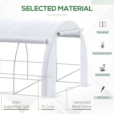 Outsunny 6 x 3 x 2 m Polly tunnel Greenhouse Pollytunnel Tent  Steel Frame White