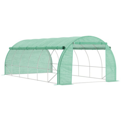 Outsunny 6 x 3 x 2 m Polytunnel Greenhouse Pollytunnel Tent Steel Frame Green