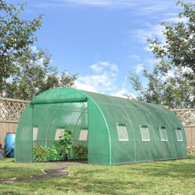 Outsunny 6 x 3M Polytunnel Walk-in Garden Greenhouse with Zip Door and Windows