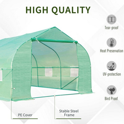 Outsunny 6 x 3M Walk in Polytunnel Greenhouse Large Outdoor Grow House w/ Door