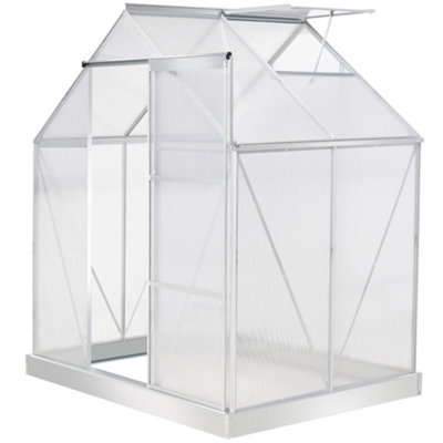 Outsunny 6 x 4 FT Walk-In Greenhouse Polycarb. Panels Aluminium Frame Sliding Door