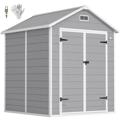 thumbnail image 2 of Resin Storage Shed 6x5ft, Outdoor Storage Sheds With Floor, HD Window, Lockable Doors And Vents, Tool Shed For Bike, Garden, Backyard,Lawn, All Weather Use (Grey, 6 * 5ft 2 of 11