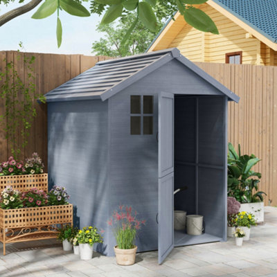 Outsunny 4.7 X 2.5FT Garden Shed, Lockable Outdoor Storage Shed With O Lid Small Shed For 2 Trash Cans Tools Patio Light Grey