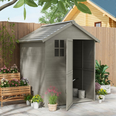 Outsunny 6 x 6.5FT Wooden Shed, Outdoor Storage Shed with Floor and Window