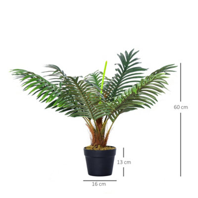 Outsunny 60cm/2FT Artificial Palm Tree Fake Plant in Pot Indoor Outdoor Décor