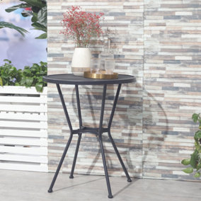 Outsunny 60cm Garden Round Bistro Table with Mesh Tabletop for Balcony Deck