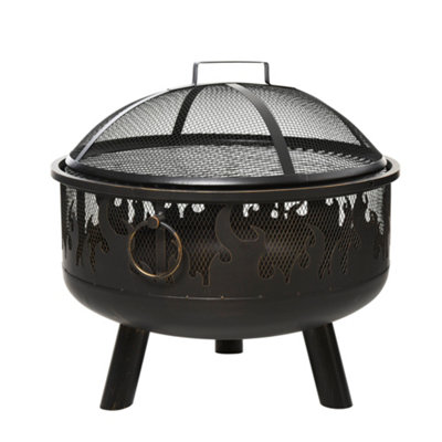 Outsunny 61.5cm 2-In-1 Outdoor Fire Pit & Firewood BBQ Garden Cooker Heater