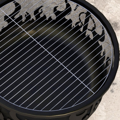 Outsunny 61.5cm 2-In-1 Outdoor Fire Pit & Firewood BBQ Garden Cooker Heater