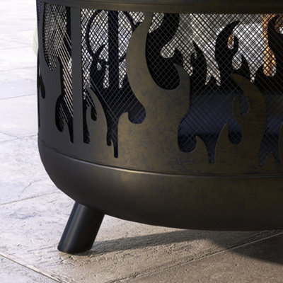 Outsunny 61.5cm 2-In-1 Outdoor Fire Pit & Firewood BBQ Garden Cooker Heater