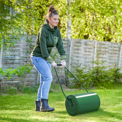 Outsunny 63 L Lawn Roller Large Heavy Duty Metal Sand or Water Filled