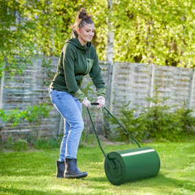 Outsunny 63 L Lawn Roller Large Heavy Duty Metal Sand or Water Filled