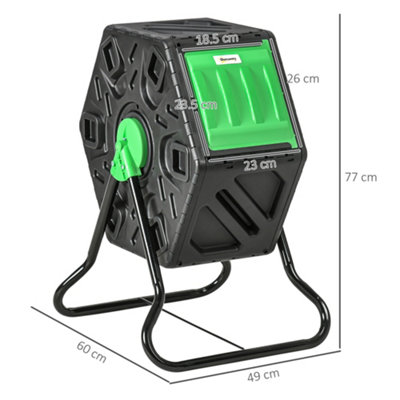 Outsunny 65L Garden Compost Bin, Barrel Rotating Composter with Steel Legs
