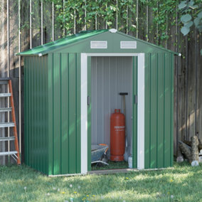 Outsunny 6ft x 4ft Metal Shed Garden Shed  Double Door & Air Vents, Green