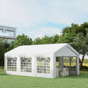 Outsunny 6m Garden Gazebo Portable Carport Shelter w/ Removable Sidewalls&Doors