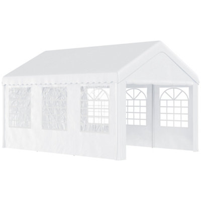 Outsunny 6m Garden Gazebo Portable Carport Shelter with Removable Sidewalls&Doors