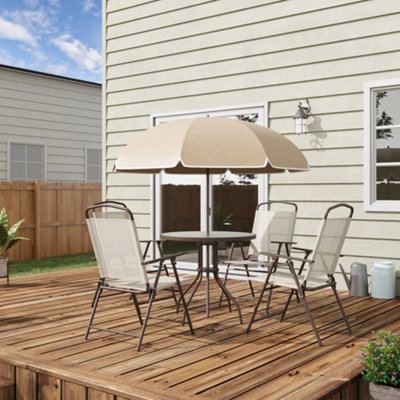 Garden table and parasol set hot sale