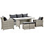 Outsunny 6Pcs Rattan Sofa Set Coffee Table Footstool Outdoor with Cushion