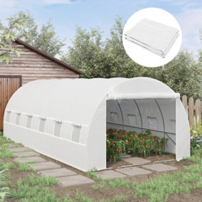 Outsunny 6x3x2m Greenhouse Replacement Cover ONLY for Tunnel Greenhouse White