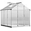 Outsunny 6x6ft Aluminium Greenhouse with/ Door Window Galvanized Base PC Panel